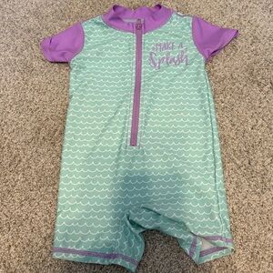Baby One Piece Swimsuit / Rashguard Mermaid Girls Size 9-12 months blue purple